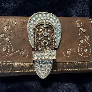 Montana West Brown Embellished Clutch